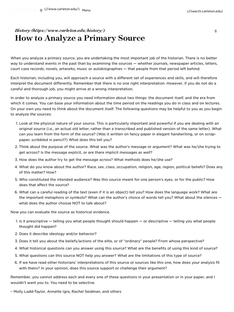 Analyzing Primary Sources in History | PDF | Primary Sources | Cognition