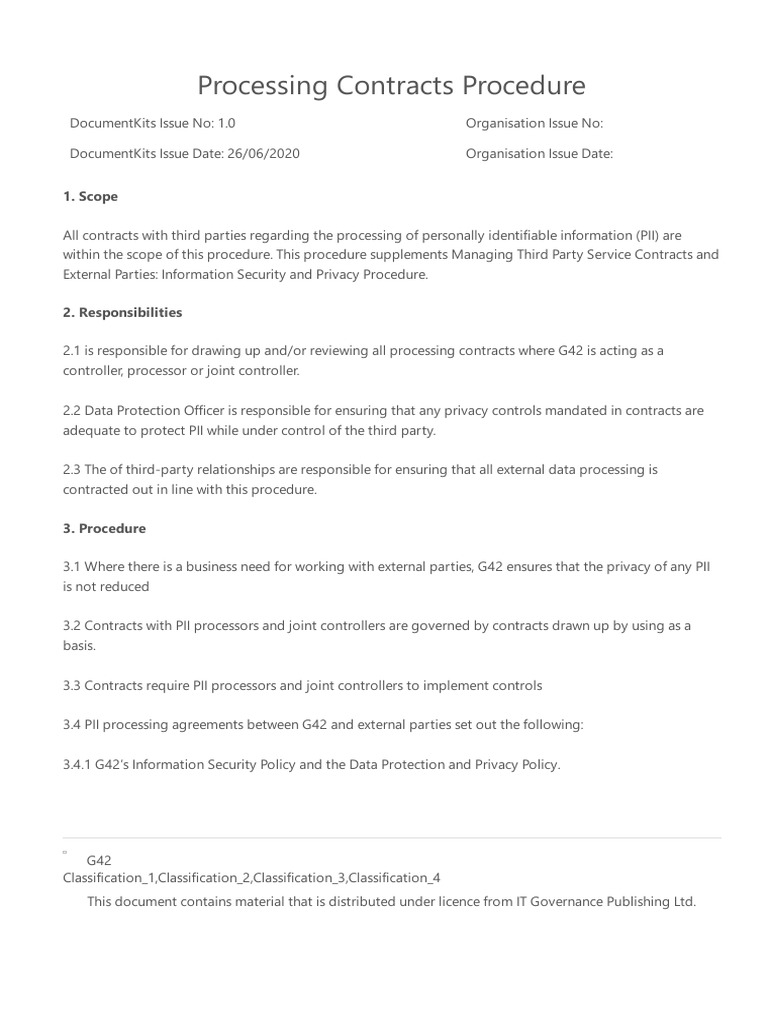 PII Processing Contracts Procedure Guide | PDF | Information Security ...