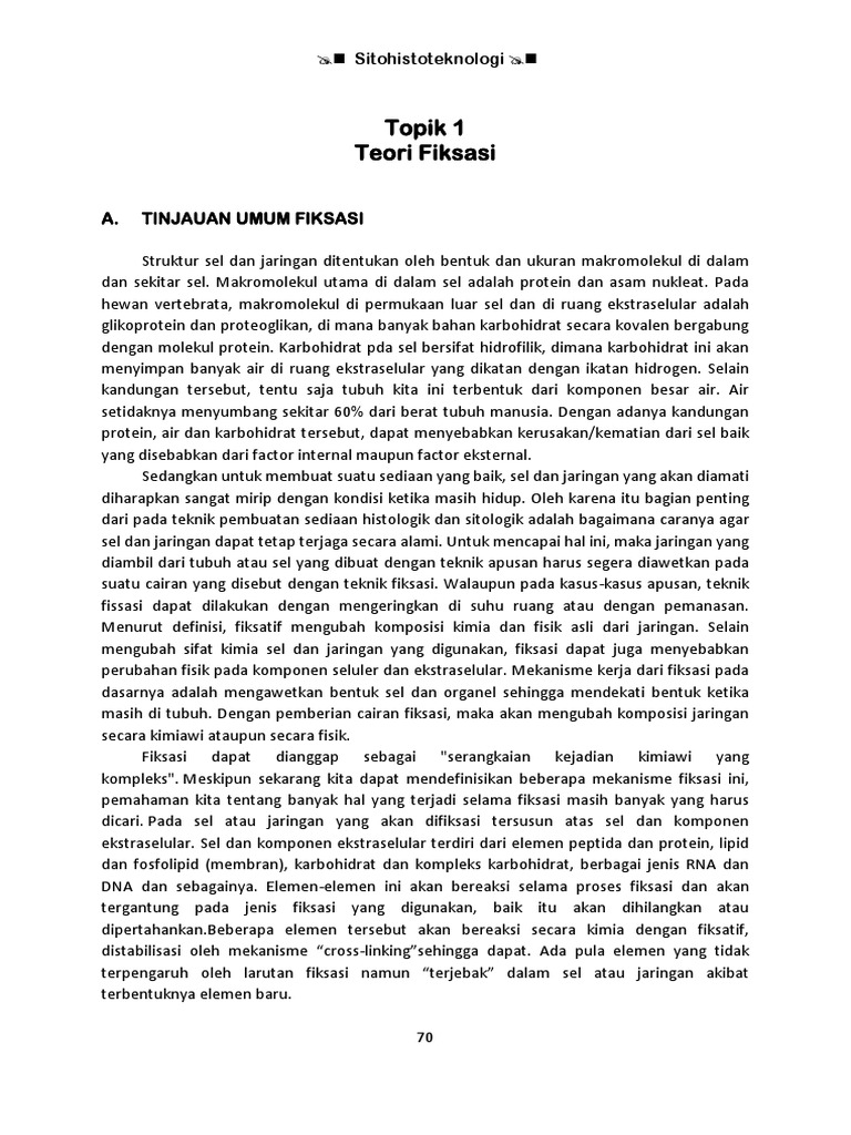 Dasar Teori Pembuatan Preparat Histologi Dan Pewarnaan HE | PDF