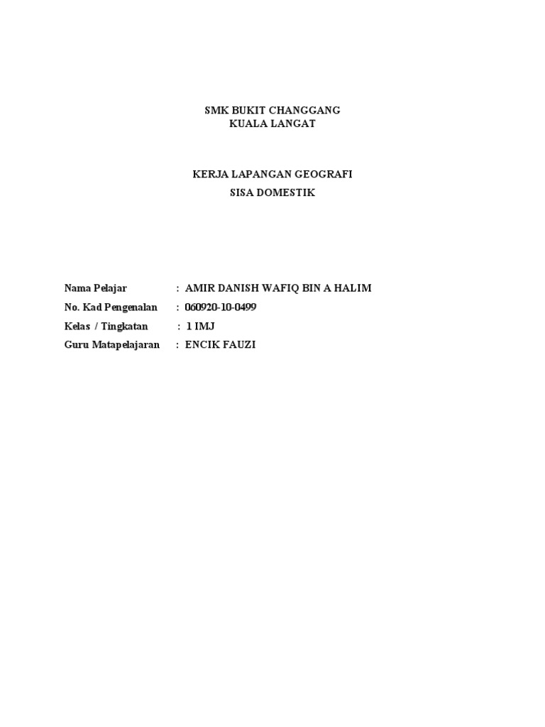 Kerja Lapangan Sisa Domestik  PDF