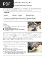 Lab Activity - Extracting DNA: Materials