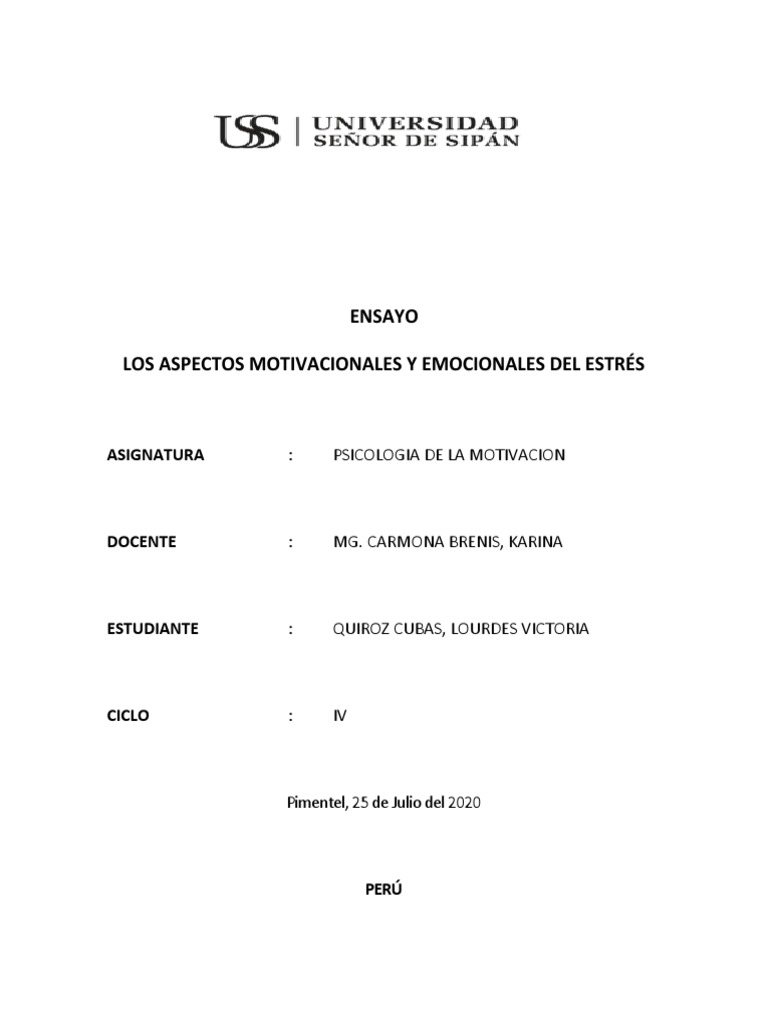 Ensayo Sobre Los Aspectos Motivacionales y Emocionales Del Estres
