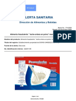 Alerta No - #176-2020 - Alimento Fraudulento &quot Leche Entera en Polvo&quot Marca Proveeleche