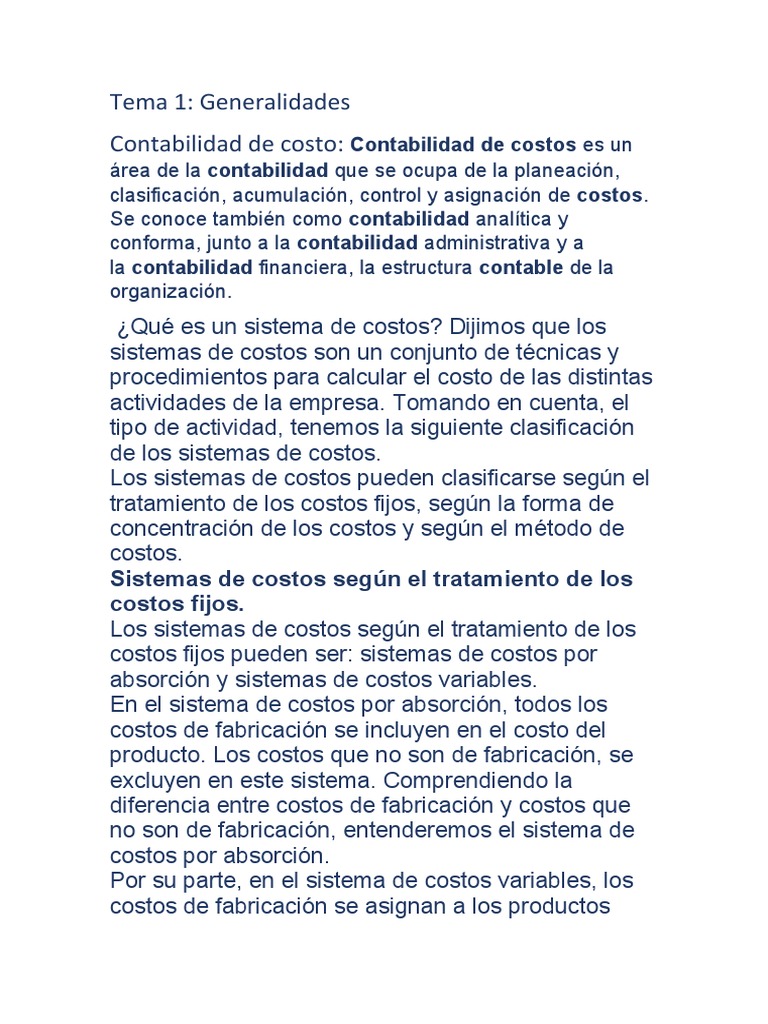 Sistemas de Costos en Contabilidad Empresarial | PDF | Costo | Contabilidad
