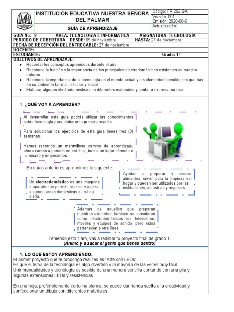 Guía # 9 Tecnología e Informatica Grado 1º | PDF | Electrodoméstico ...