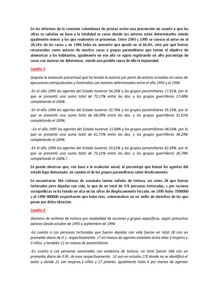 Violencia y Derechos Humanos en Colombia (1993-1996) | PDF | Crimen y ...