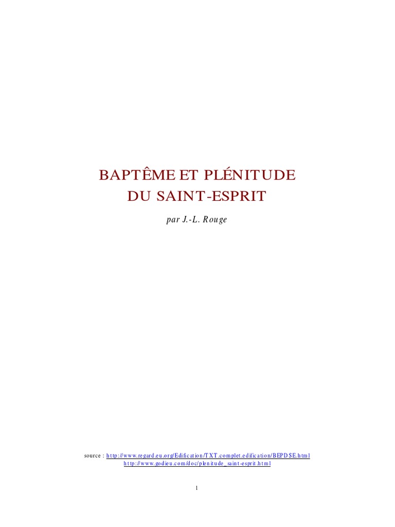 Plénitude Du Saint Esprit Pdf | Vivre la plénitude du Saint-Esprit ? – MEMZ