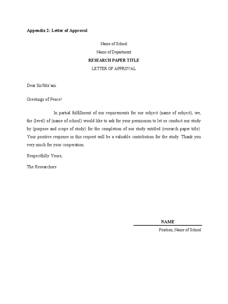 Research Approval Letter Template | PDF