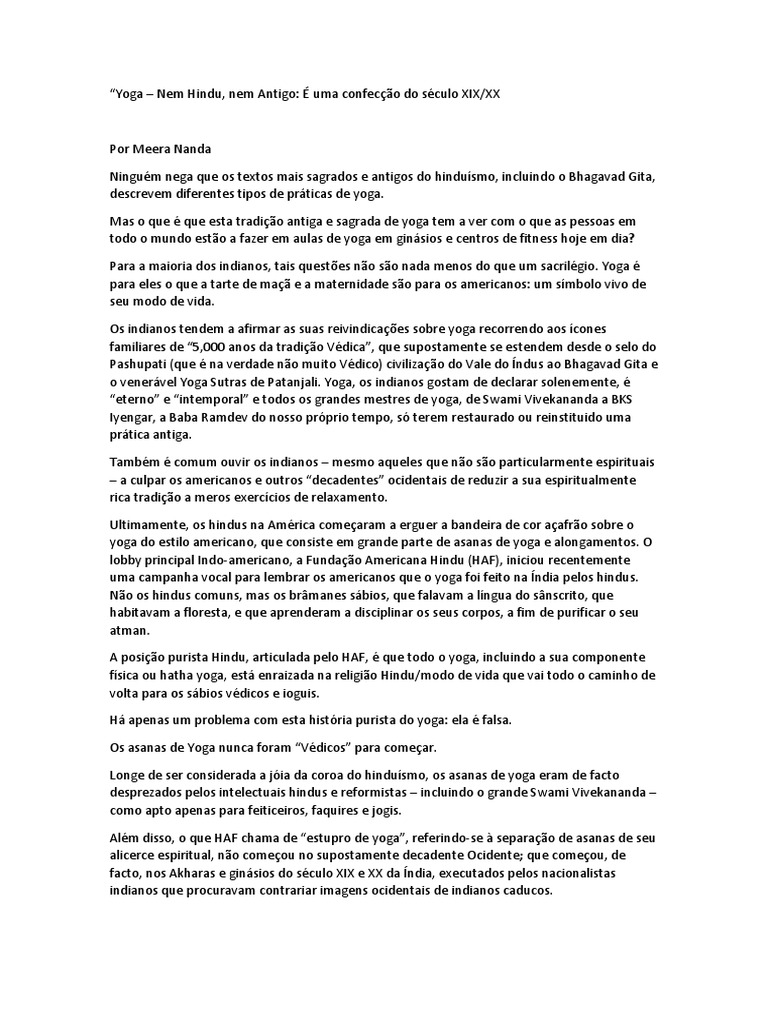 Yoga: Nem Hindu, Nem Antigo | PDF | Ioga | Vedas, image size:768x1024