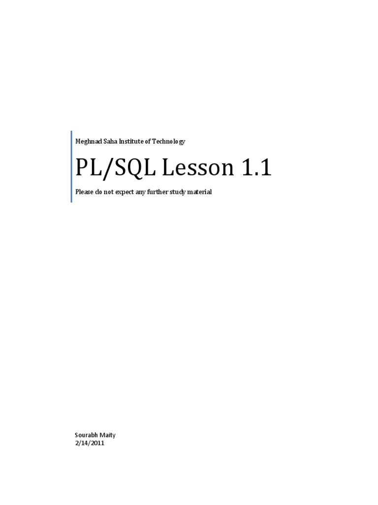 PLSQL Study Material | Download Free PDF | Pl/Sql | Sql