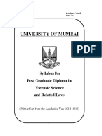 University of Mumbai: Syllabus For Post Graduate Diploma in Forensic Science and Related Laws