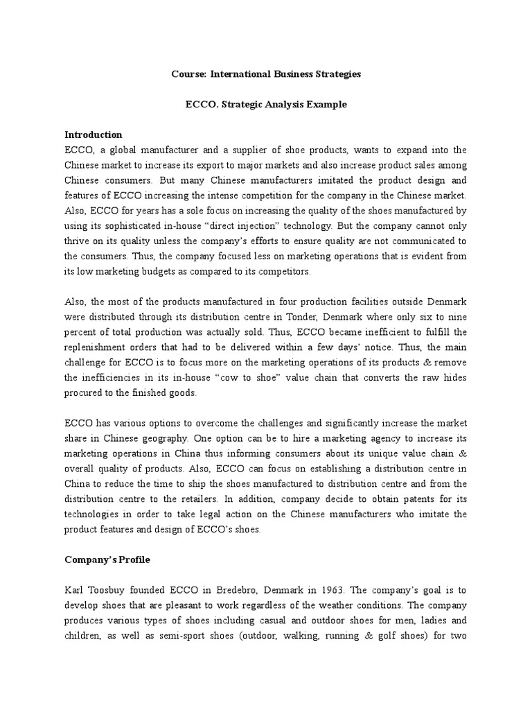 Ecco Strategic Analysis | PDF | Outsourcing Bargaining
