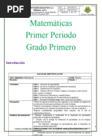 PLANEACION Matemáticas PRIMER PERIODO GRADO 1°