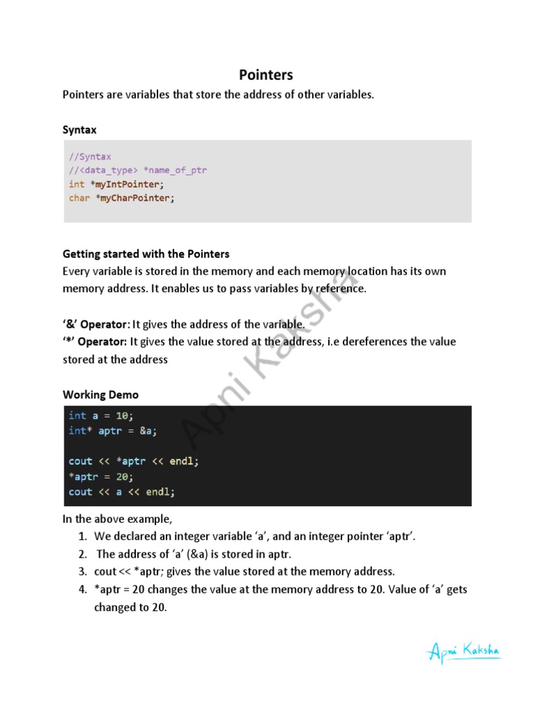 Understanding Pointers in C++ | PDF