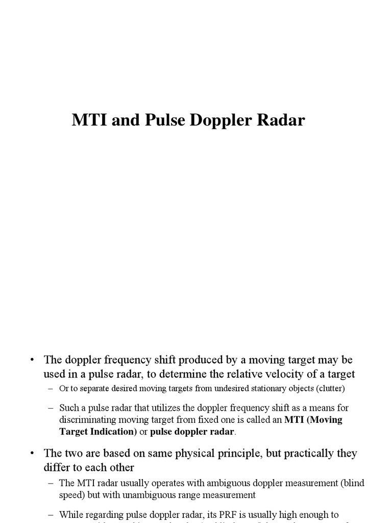mti and pulsed doppler Radar