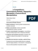 Mercados Competitivos: Concorrência Perfeita, Oligopólio, Monopólio e Concorrência Monopolística
