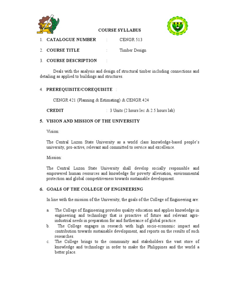 Timber Design Course Syllabus | PDF | Engineering | Sustainability