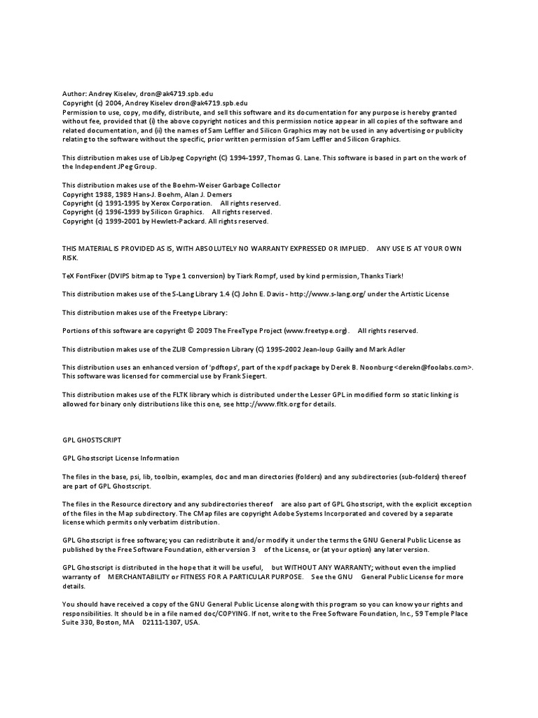 7 PDF Printer License 4 | PDF | Directory (Computing) | Gnu