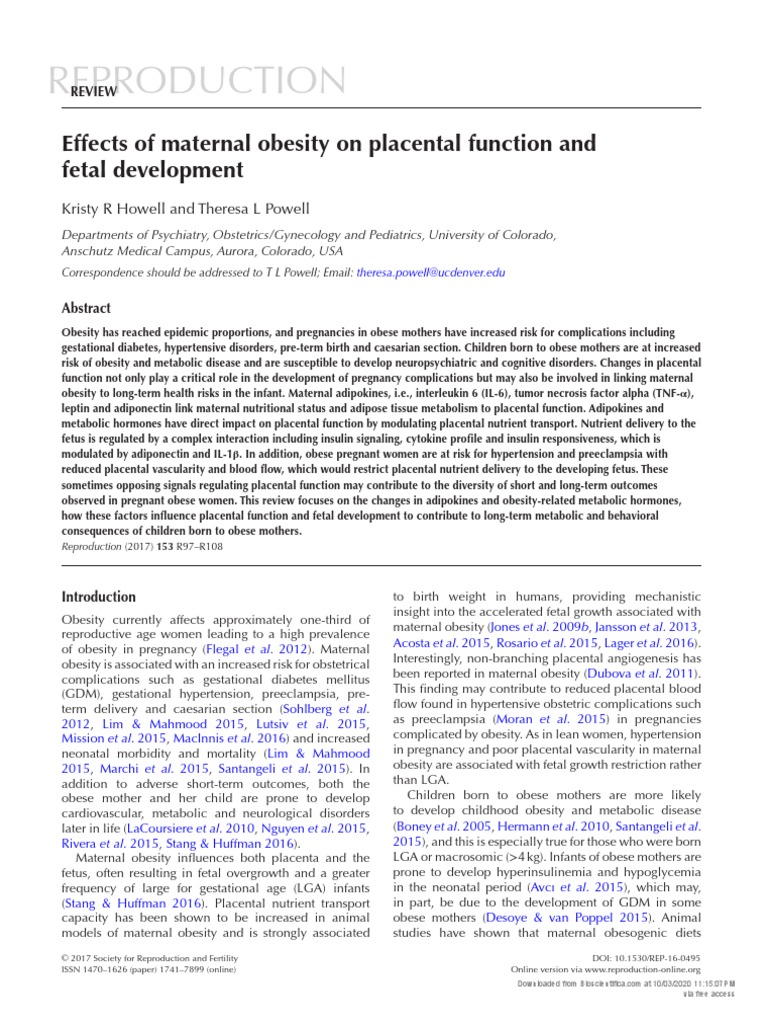 (17417899 - Reproduction) Effects of Maternal Obesity On Placental ...