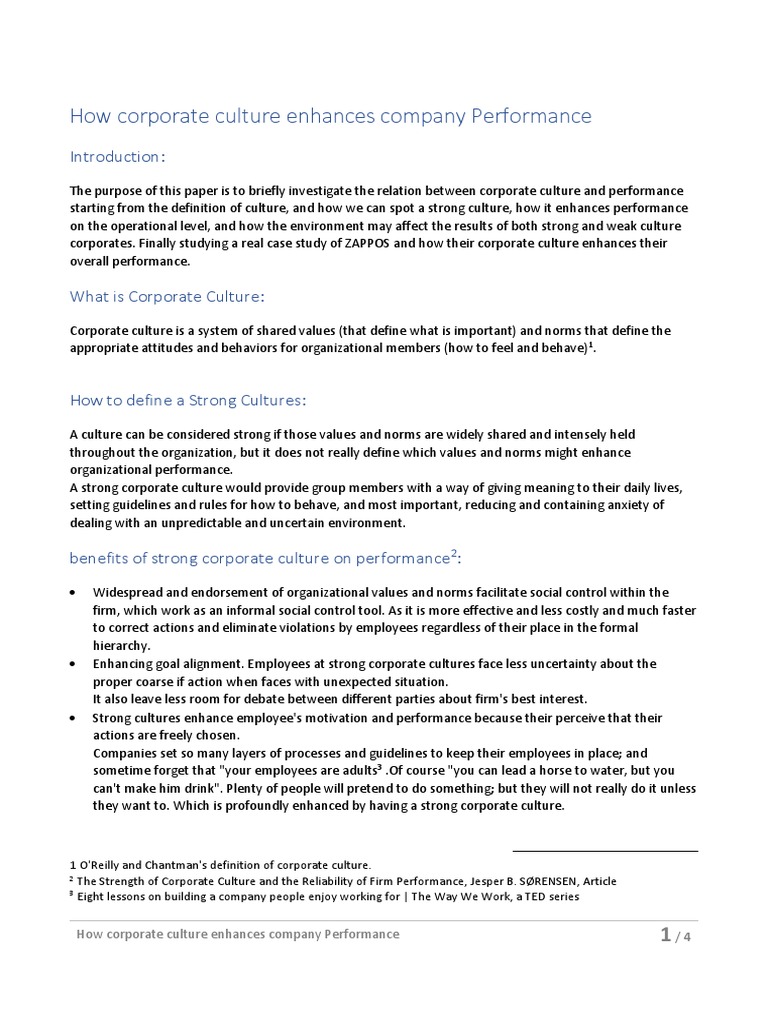 Corporate Culture and Performance | PDF | Zappos | Organizational Culture