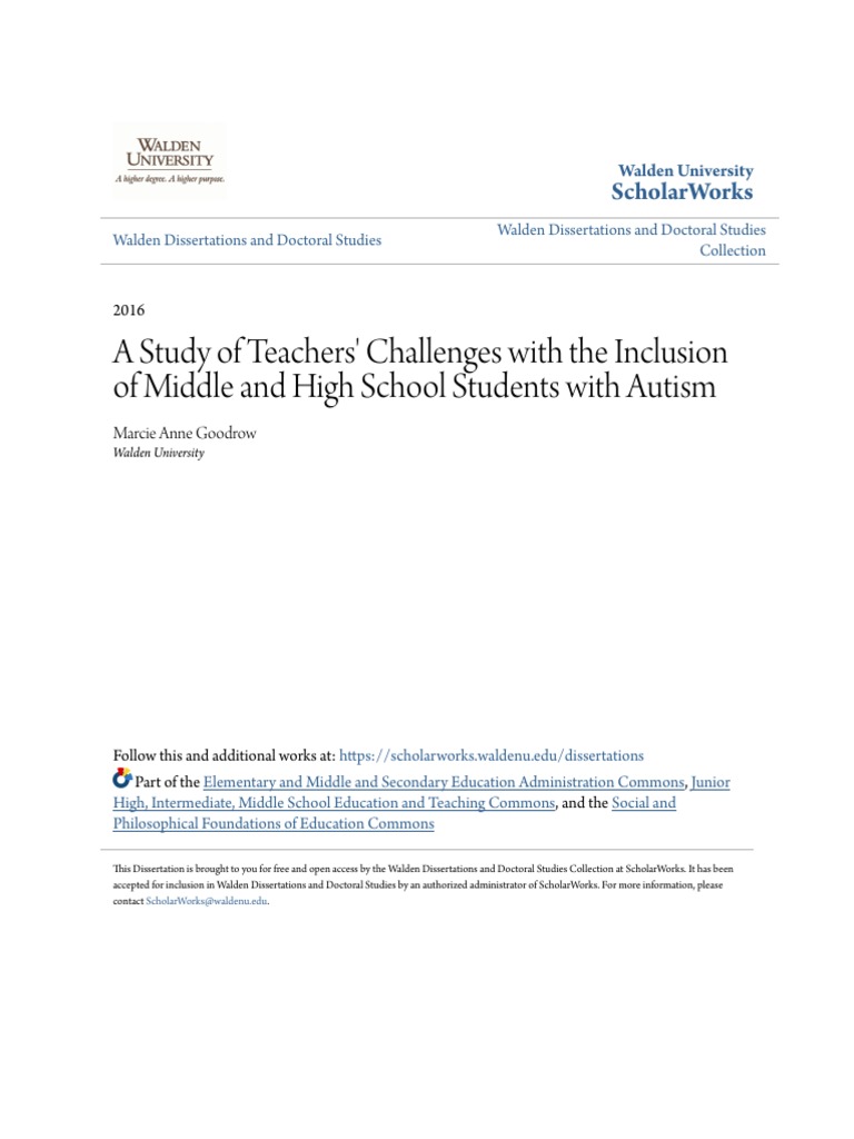 A Study of Teachers Challenges With The Inclusion of Middle and | PDF ...