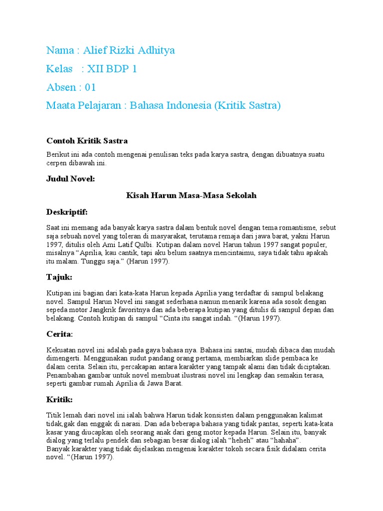 Contoh kritik sastra pdf
