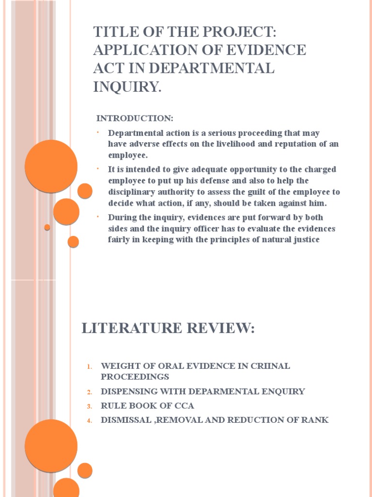 Evidence Act in Departmental Inquiry | PDF