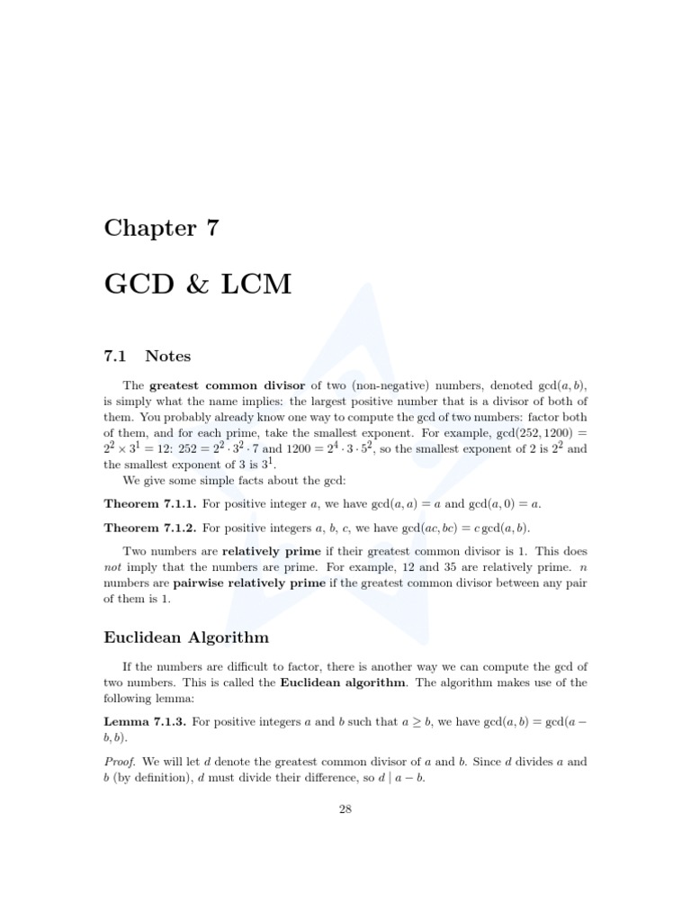 GCD and LCM in Math Competitions | PDF | Number Theory | Mathematical ...