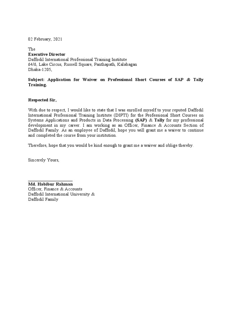 Application For Tuition Fee Waiver | PDF