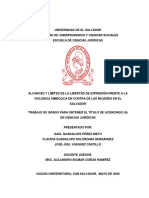 Alcances y Límites de La Libertad de Expresión Frente A La Violencia Simbólica en Contra de Las Mujeres en El Salvador