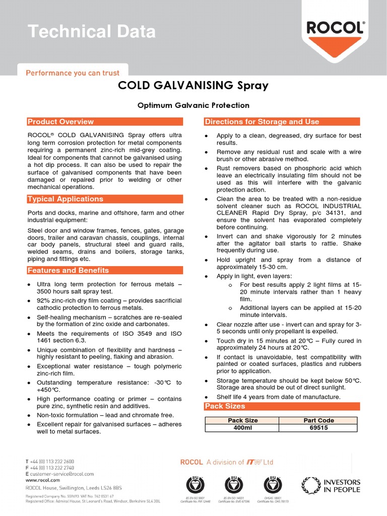 COLD GALVANISING Spray - GB | PDF | Galvanization | Building Engineering