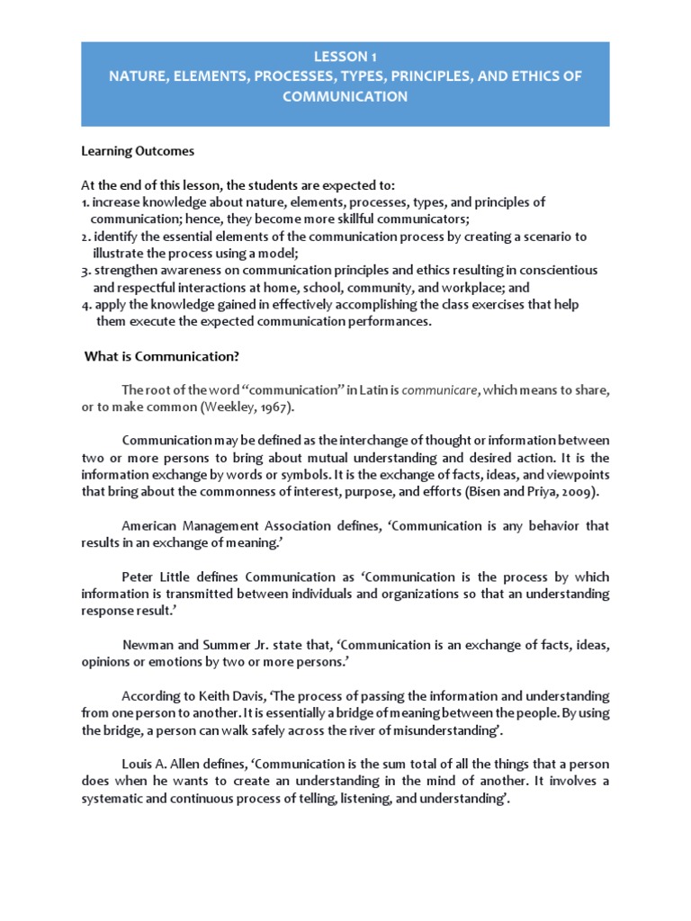 Elements and Principles of Communication | PDF | Nonverbal ...