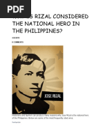 Why Is Rizal Considered The National Hero in The Philippines