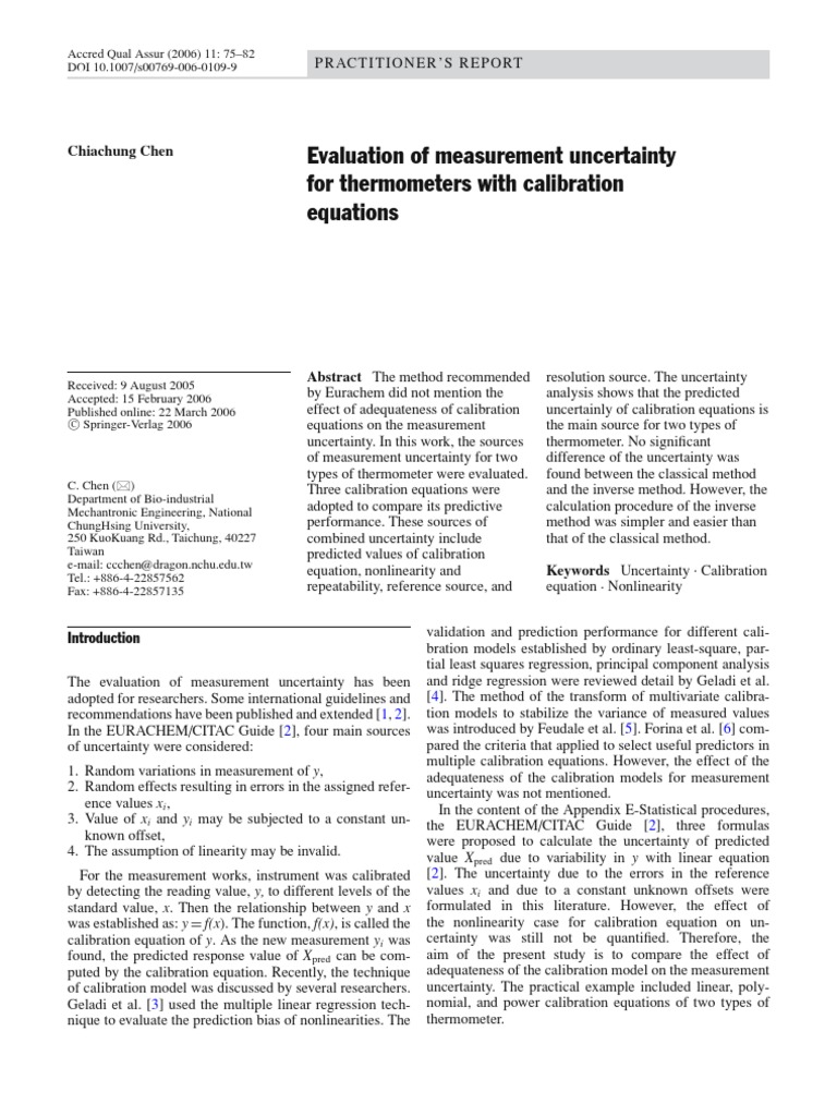 Thermometer Calibration Uncertainty Analysis | PDF | Errors And ...