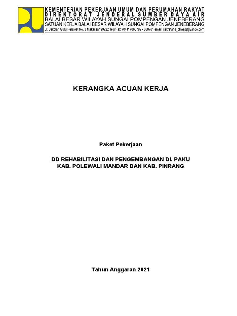 Kak Dd Rehabilitasi Dan Pengembangan Di Paku Kab Polewali Mandar Dan Kab Pinrang Pdf
