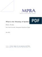 What Is The Meaning of Quality?: Munich Personal Repec Archive