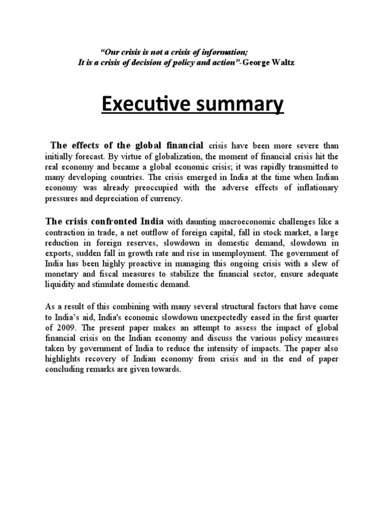 Impact of Global Financial Crisis on India | PDF | Monetary Policy ...