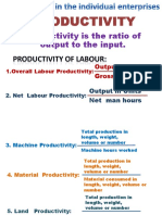 Productivity Is The Ratio of Output To The Input.: Gross Man Hours Output in Units