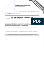 0417 Information Technology: MARK SCHEME For The October/November 2009 Question Paper For The Guidance of Teachers