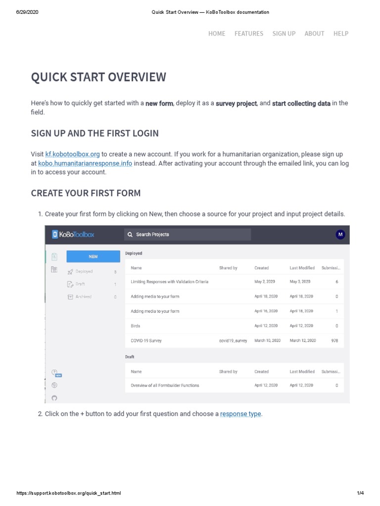 Quick Start Guide to KoBoToolbox | PDF | Documentation | Android ...