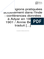 Besant - Des Religions Pratiquées Actuellement Dans L'inde