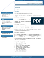 Present Simple WH Questions Worksheet