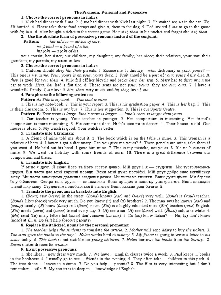 3.1. The Pronoun Personal, Possessive | PDF | Linguistic Typology ...