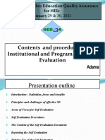 Contents and Procedures of Institutional and Program Level Self Evaluation
