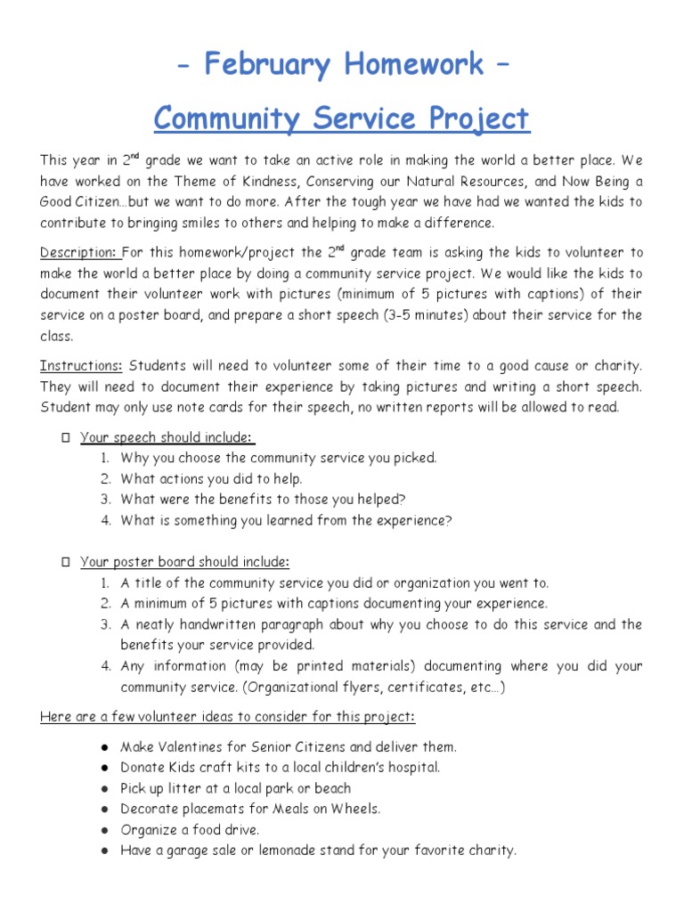 February Homework - Community Service Project | PDF | Human Nature