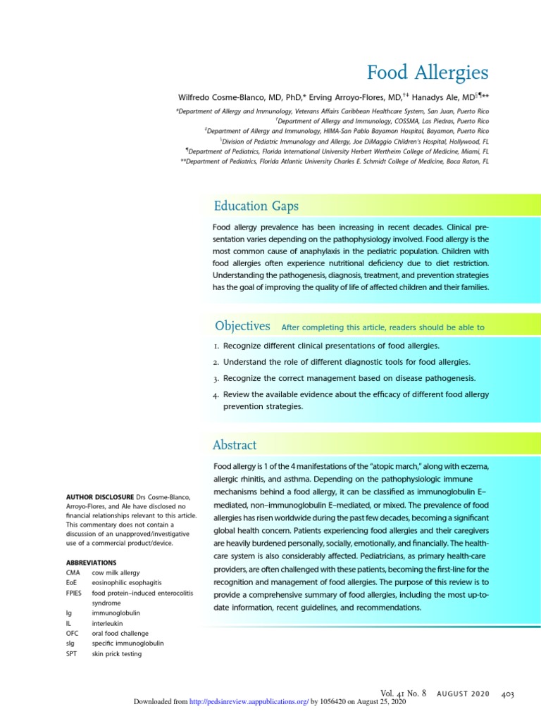 For Sept-Aug Food Allergies | PDF | Food Allergy | Allergy