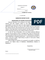 Narrative Report in Esp Observance of Filipino Values Month: - ELEMENTARY SCHOOL