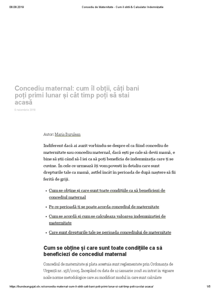 Concediu De Maternitate Cum Il Obtii Calculator Indemnizatie