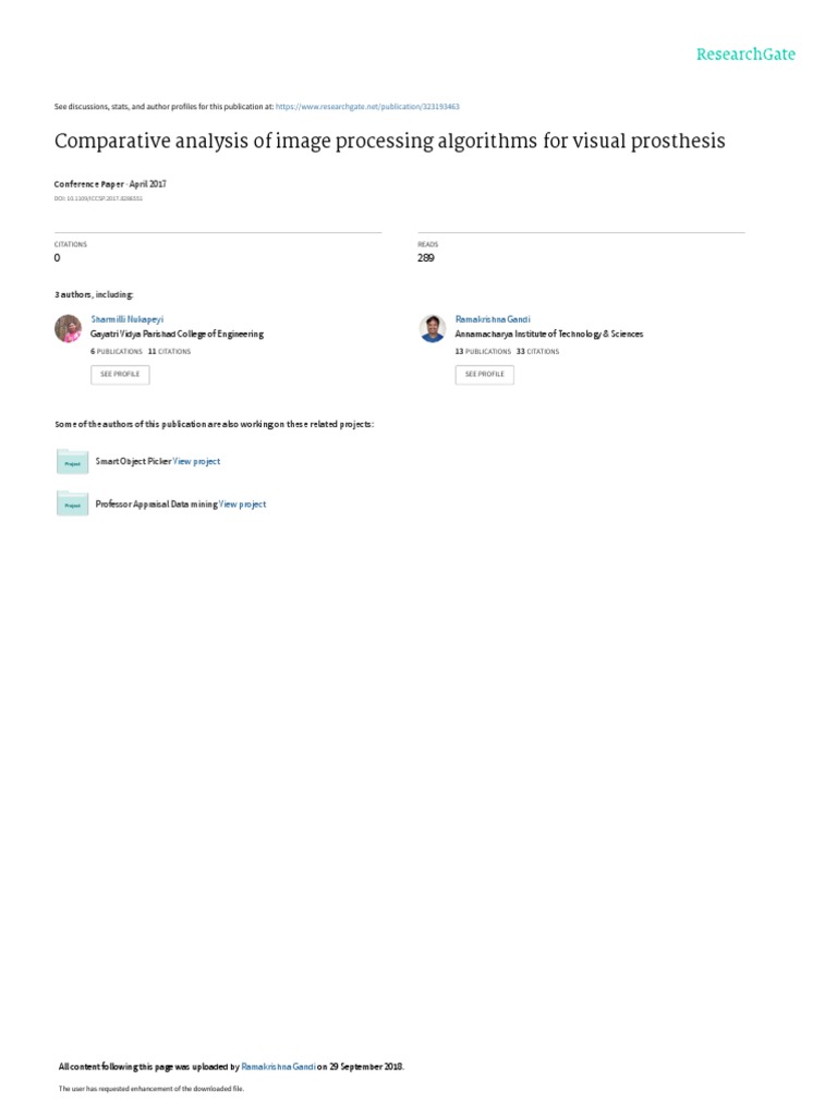 Image Processing for Visual Prosthesis | PDF | Wavelet ...