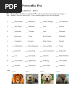 Four Animal Personality Test | PDF | Cognition | Behavioural Sciences
